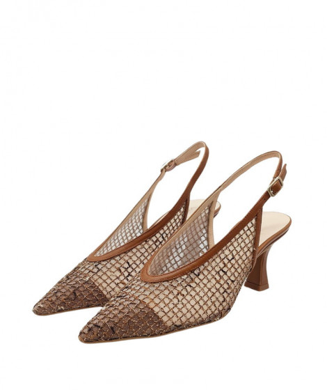 Vera Rebato Zapato destalonado de tejido color marrón