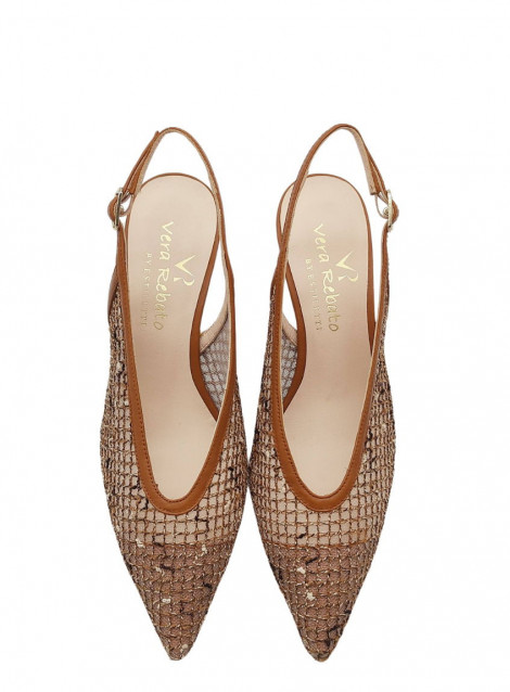 Vera Rebato Zapato destalonado de tejido color marrón