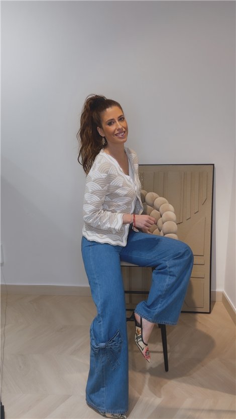 DMIMI Chaqueta punto jacquard beige