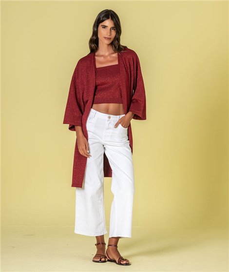 Ruga Chaqueta 3/4 burdeos con lurex