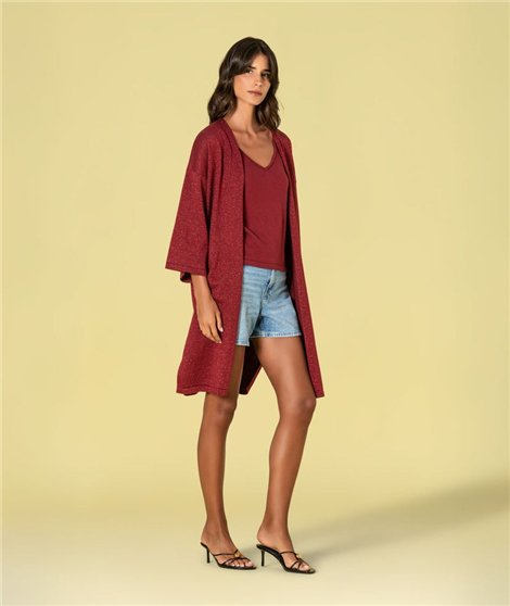 Ruga Chaqueta 3/4 burdeos con lurex