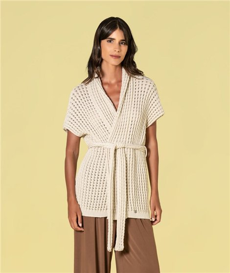 Ruga Chaqueta de punto sin mangas con lazada