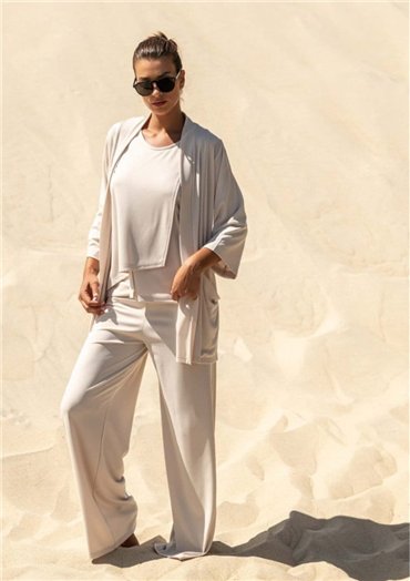 Scusi Pantalón palazzo ligero color crudo