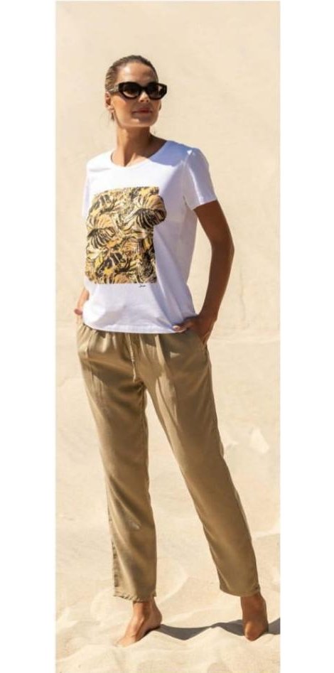 Scusi Camiseta blanca con estampado botánico
