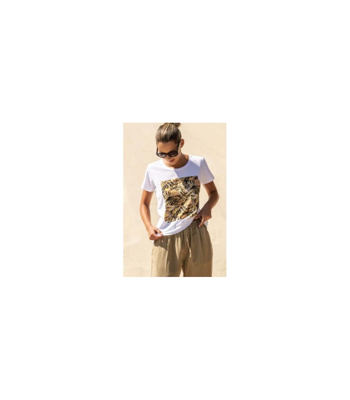 Scusi Camiseta blanca con estampado botánico