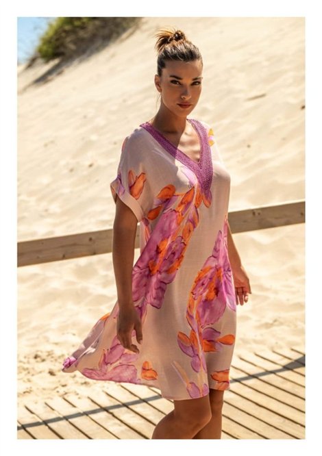 Scusi Vestido midi estampado fucsia