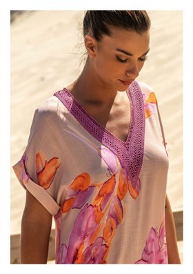 Scusi Vestido midi estampado fucsia