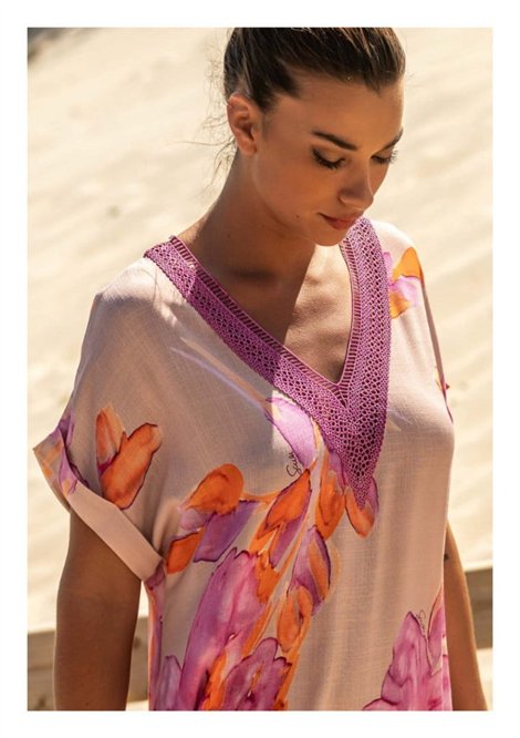 Scusi Vestido midi estampado fucsia