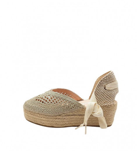Macarena Cuña de esparto beige crochet