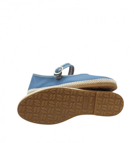 Macarena Manoletinas azules con adorno tejido