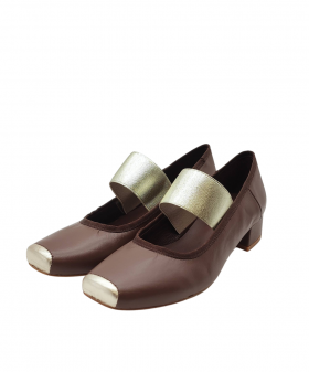 Vosso Moda Zapato de piel con banda elástica oro