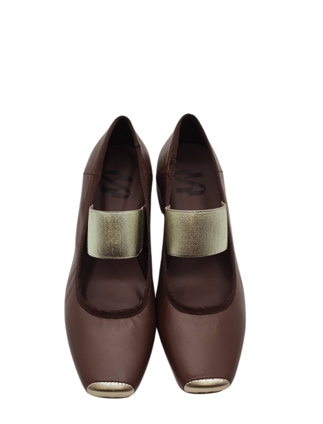 Vosso Moda Zapato de piel con banda elástica oro