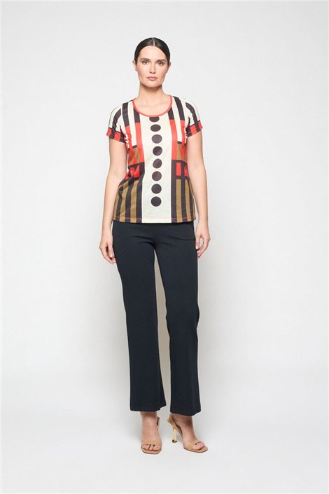 Mercedes De Miguel Blusa mosaico y lunares