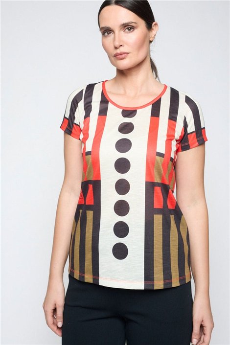 Mercedes De Miguel Blusa mosaico y lunares
