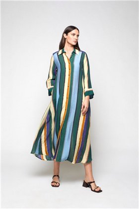 Mercedes De Miguel Vestido camisero de rayas Lilian