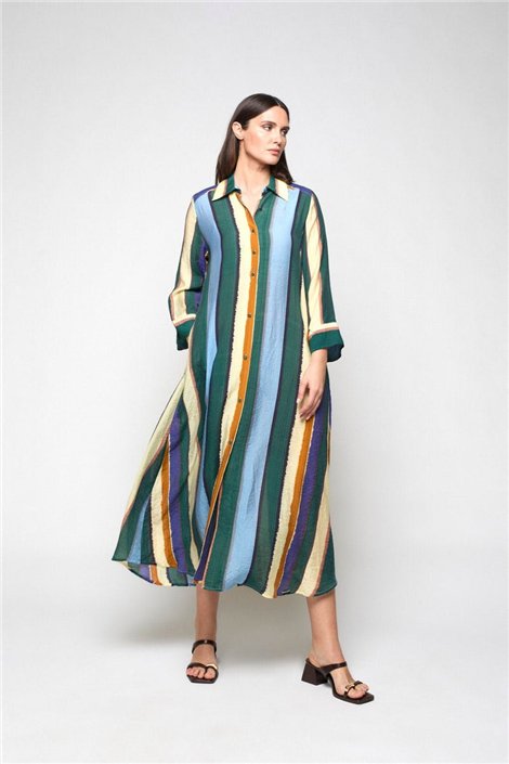 Mercedes De Miguel Vestido camisero de rayas Lilian