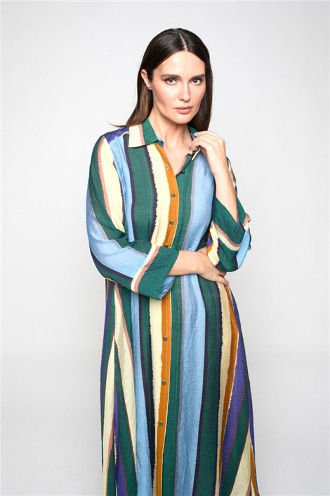 Mercedes De Miguel Vestido camisero de rayas Lilian