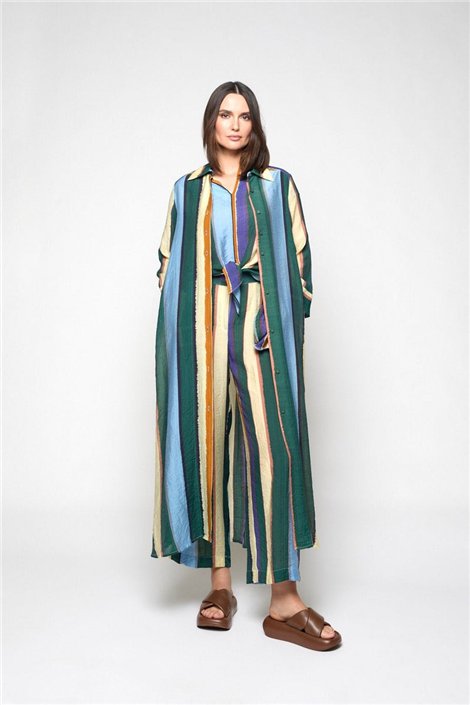 Mercedes De Miguel Vestido camisero de rayas Lilian