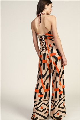 Dixie Pantalón camel de doble estampado