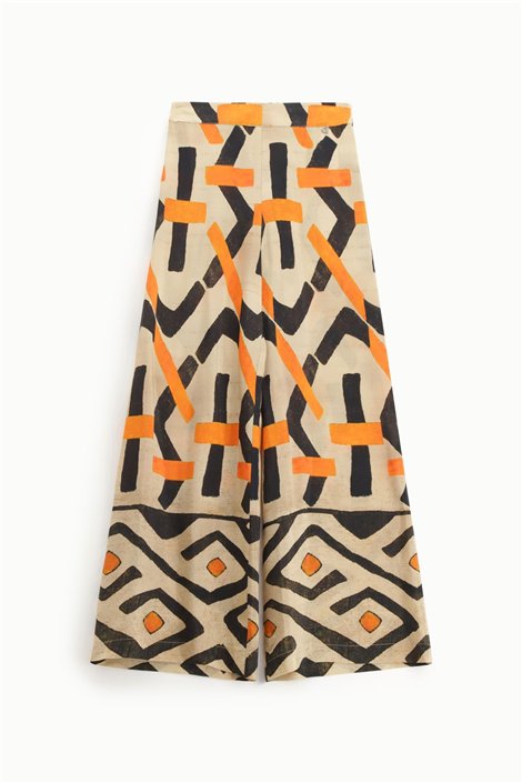 Dixie Pantalón camel de doble estampado