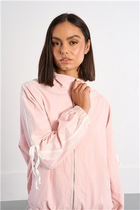 Lili Sidonio Chaqueta bomber rosa con detalle de encaje