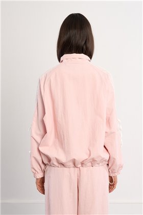 Lili Sidonio Chaqueta bomber rosa con detalle de encaje