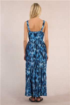 Molly Braken Vestido largo de tirantes y estampado étnico