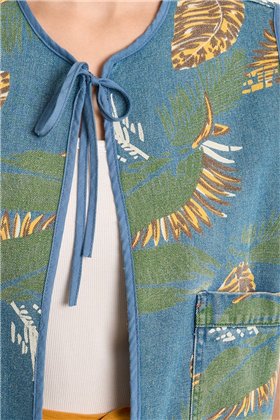 Molly Braken Chaleco vaquero con estampado y lazada