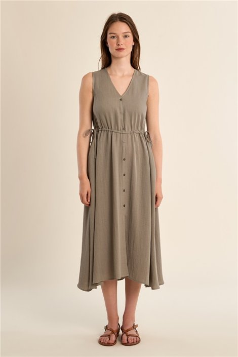 Molly Braken Vetido midi kaki con lazada