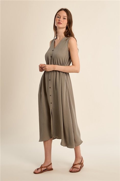 Molly Braken Vetido midi kaki con lazada