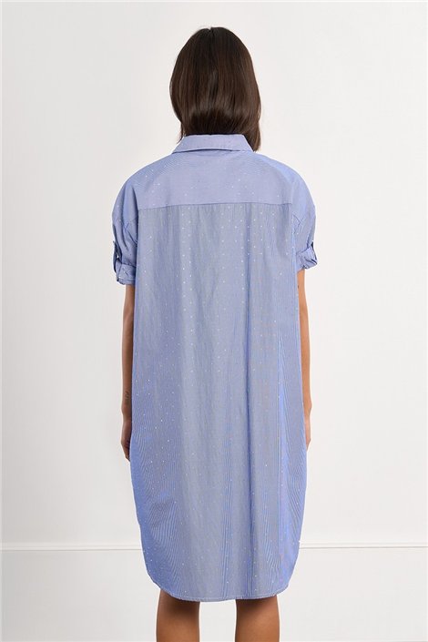 Lili Sidonio Vestido corto camisero de rayas y strass