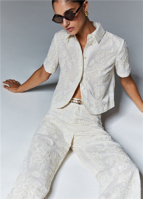 Liu Jo Pantalón de muselina con bordados