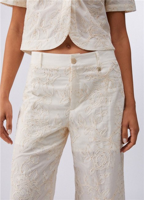 Liu Jo Pantalón de muselina con bordados