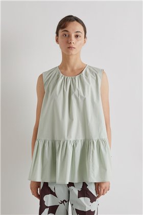 Meimeij Blusa color menta con detalle plisado