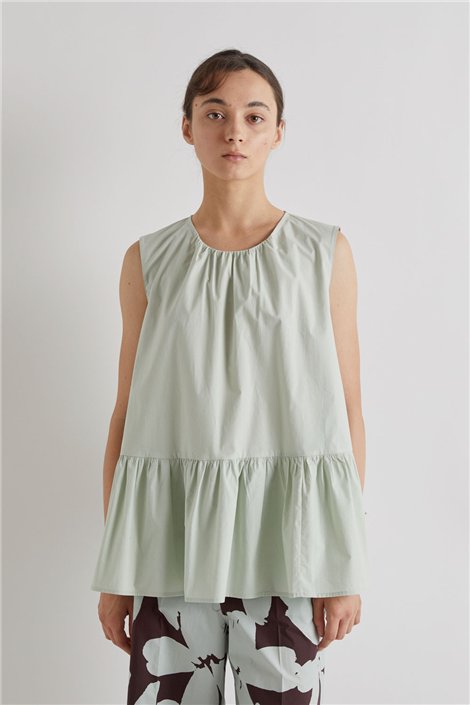 Meimeij Blusa color menta con detalle plisado