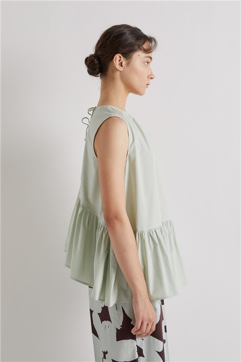 Meimeij Blusa color menta con detalle plisado