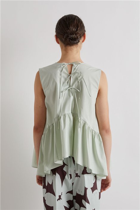 Meimeij Blusa color menta con detalle plisado