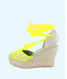 Star Love Cuña de tejido vichy amarillo con lazada