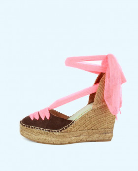 Star Love Cuña chocolate con cinta tul coral