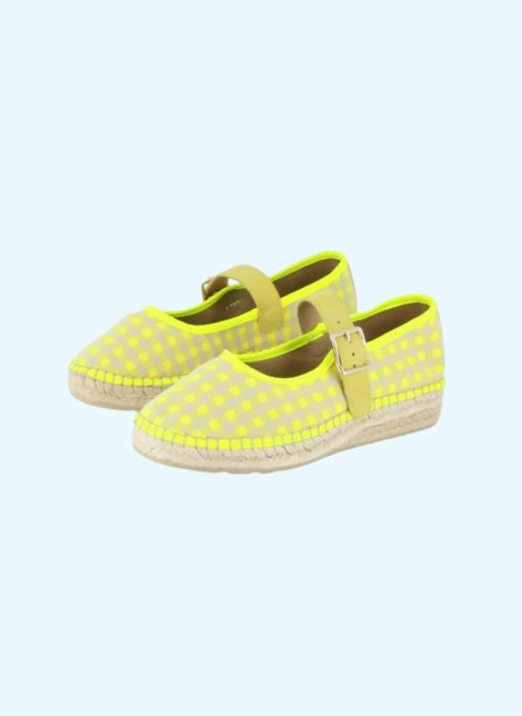 Star Love Cuña baja de tejido vichy amarillo