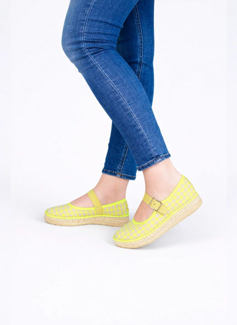 Star Love Cuña baja de tejido vichy amarillo