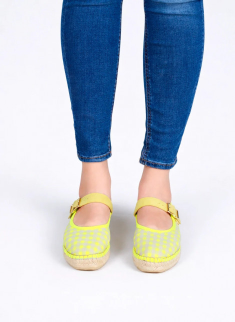 Star Love Cuña baja de tejido vichy amarillo