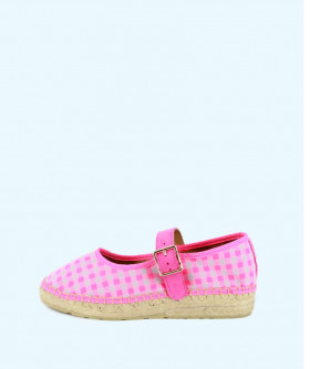 Star Love Cuña baja de tejido vichy fucsia