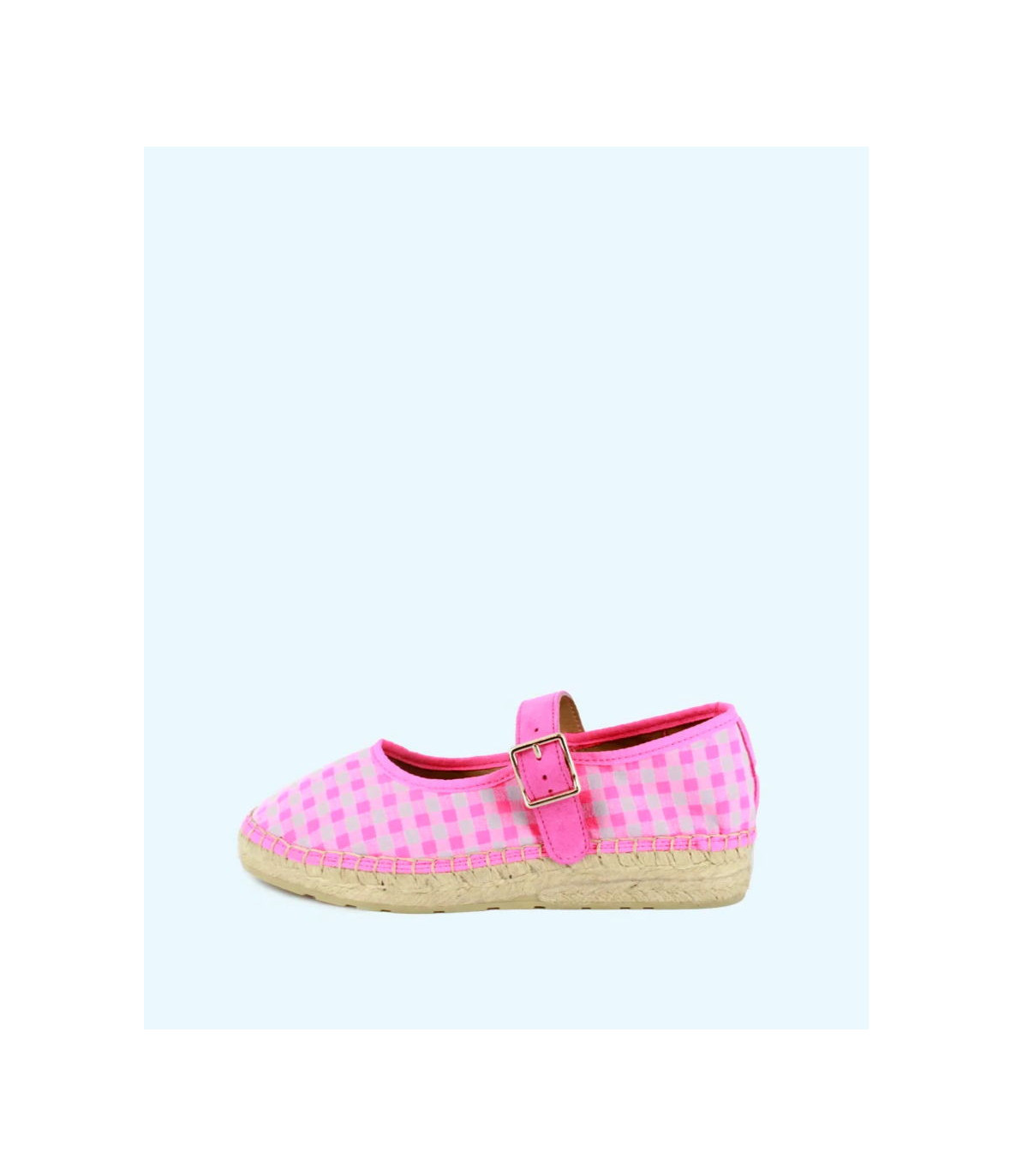 Star Love Cuña baja de tejido vichy fucsia