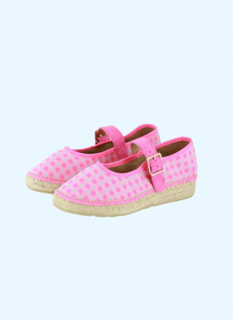 Star Love Cuña baja de tejido vichy fucsia