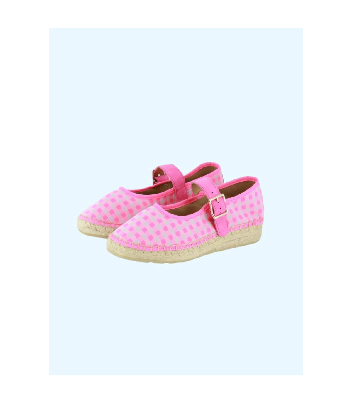 Star Love Cuña baja de tejido vichy fucsia