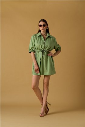 Nosecrets Vestido kaki con cremallera y cordón ajustable