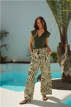 Guimanos Pantalón ancho estampado cebra