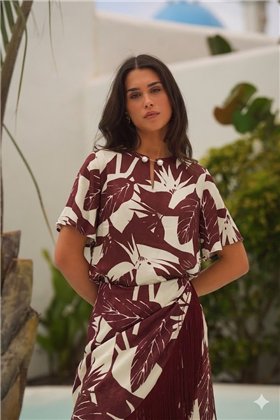 Guimanos Blusa de flores con broche perla