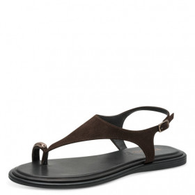 Tamaris Sandalia dedo marrón con adorno bronce